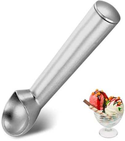 Cuillere a Glace,Cuillère à Glace,Cuillere Glace Boule,Boulier a Glace,Cuillere a Glace Professionnelle en Aluminium,Facile à Nettoyer,Cuillères Pour Glaces/Pâte à Biscuits/Sorbet/Amande(Argent)