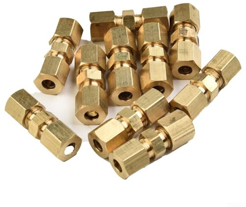 Eawfgtuw 10 raccordi per tubo del freno, Ø 4,75 mm o 3/16, raccordi in ottone per tubo freno svasato invertito da 4,75 mm