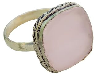 Bague en onyx rose en argent 925 faite à la main pour femme Taille 8,25 USA, Pierre précieuse, Onyx rose