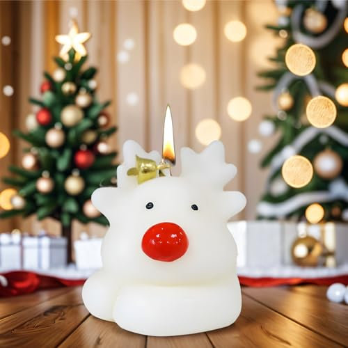 Weihnachts-Elch-förmige Duftkerze, ästhetisches Aroma Sojawachs Weihnachten Dekorative Kerze, Dekorative Aromatherapie-Kerzen, Präfekt für Heiligabend Party Dekoration und Geschenk (Nosed Elk)