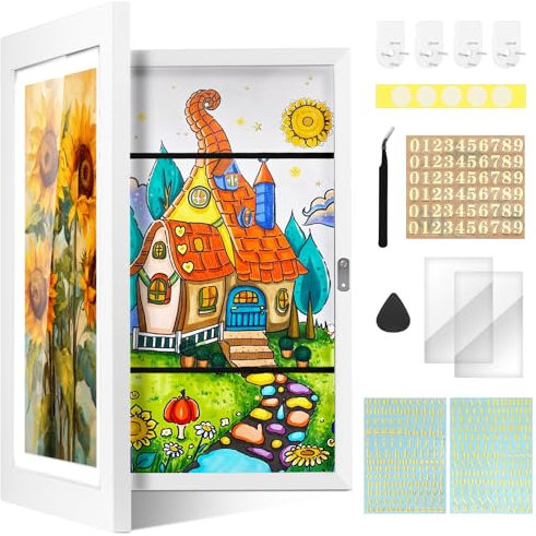 Dulov Bilderrahmen A3 für Kinderzeichnungen - Kreativer Rahmen zum Präsentieren von Kinderkunstwerken, Einfach zu Öffnen, Robuste Konstruktion, Perfekt für Kinderzimmer und als Geschenk-Weiß