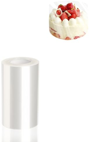 Wlztea Tortenrandfolie, 8cmx10m Acetat Kuchenstreifen, Frost Form, Transparent Acetat Rolle, Acetat Folie für Tortendeko Schokolade Kuchen Dessertringe Mousse (8cm)