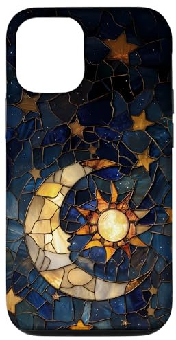 Celestial Sun Moon Star Stained Glass Effect Art Stain Glass Case for iPhone 14