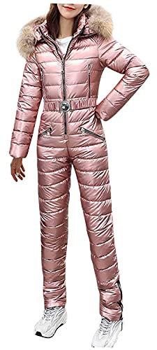 Shffuw Schneeanzug Damen, Skianzug 2 Teilig, Einteiliger Ski Overall Winter Warme Schneejacke Skifahren Sätze Outdoor Sport Mit Kapuze Reißverschluss Skianzüge Wasserdicht Set