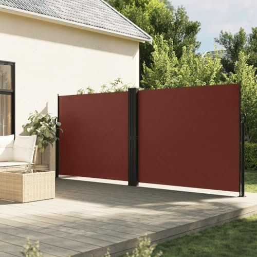 JUDYY Tenda da Sole Laterale Retrattile Marrone 180x1000 cm,Tenda da Sole Laterale,Anti UV Antivento Protezione Privacy per Balcone/Giardino-4004749