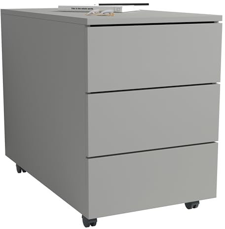 VCM Rollcontainer | Beistellcontainer mit Schubladen |Maße ca. H. 55 x B. 39 x T. 70 cm | Bürocontainer - Dalosa 3 Schubladen grey