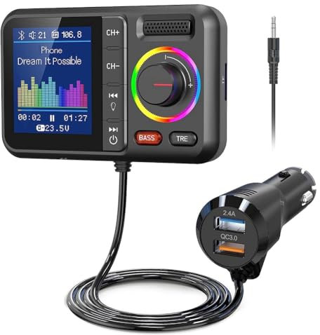 Swiixxer BT98L LED-Anzeige Bluetooth 5.0 Transmitter Adapter 3,5 mm AUX MP3 Player HiFi Audio Adapter für PC TV Auto Heimlautsprecher
