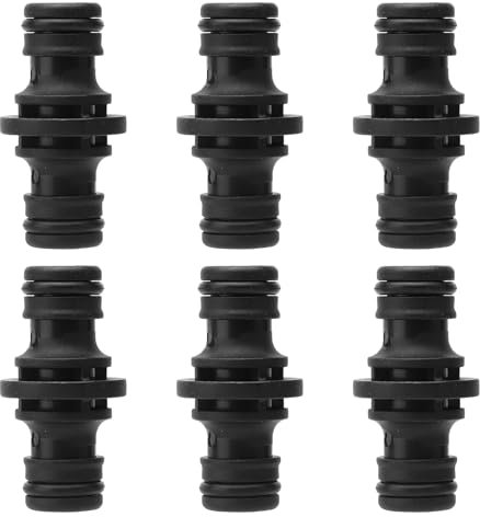 APOMOONS 6 Pièces Noires Double Connecteur de Tuyau D'arrosage Connecteur Coupleur Double Connecteur Raccord de Tuyau pour Rallonge de Tuyau, Raccord de Conduite D'eau