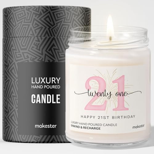 21st Birthday Gifts (2004) - Luxury Soy Wax Candle - Vanilla, Jasmine, Sugared Almond - Makester