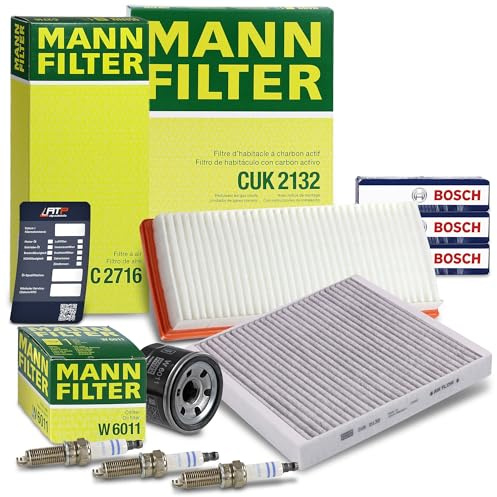 MANN-FILTER Inspektionspaket Filterset 1x Ölfilter, 1x Luftfilter, 1x Innenraumfilter (Aktivkohlefilter), 3x Zündkerze, Kompatibel mit SMART FORTWO Cabrio (451), FORTWO Coupe (451)
