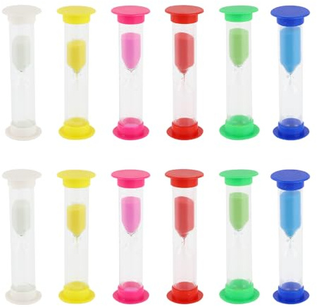 12 Stück Buntes Sanduhren Set, Sablier Enfant 30 Sekunden,1 Minute,2 Minuten,3 Minuten,5 Minuten und 10 Minuten,Zeitmesser Sanduhren für Küche die Dekoration im Home Office