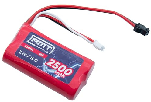 RMT Models LiPo Akku 7.4V 2500mAh 2S SM Stecker | Softcase Pack 15C Entladung | 70 × 35 × 19 mm 90 g | JST‑XH Balancer | Ersatzakku RC Auto Boot Panzer Drohne | Schnellladung