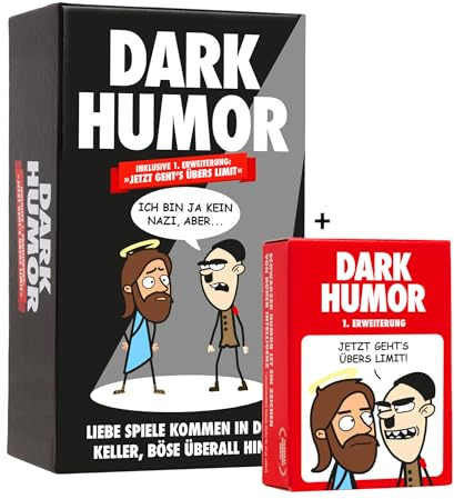 DARK HUMOR Bundle - Kartenspiel Komplettset: Hauptspiel und 1. Erweiterung | 460 Karten im Komplettset: Gesellschaftsspiel für Erwachsene ab 16, durchgehend auf Deutsch, spielbar ab 2 Personen