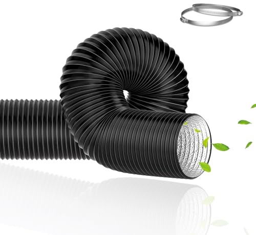 Xiqiggi Tuyau Climatiseur Mobile, Tuyau de Ventilation 150 mm, 300 cm Tuyau d'Evacuation en PVC Aluminium Gaine Ventilation avec 2 Colliers, Conduit d'Air Flexible pour Climatisation, Hotte, Noir