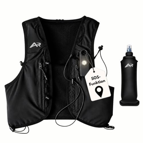 AeroRun® Laufweste für Damen & Herren mit Licht, SOS-Funktion GPS & Trinkflasche | ultraleichte Trinkweste 500 ml | Laufrucksack & Trinkrucksack zum Laufen | Running Vest Joggen & Trailrunning