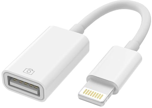 Lightning to USB Adapter for Camera, [MFi Certified] USB to iPhone Adapter OTG Converter Lightning OTG adapter Support USB Flash Drive, Mouse, Keyboard, MIDI Compatible with iPhone14 13 12 11 iPad Air