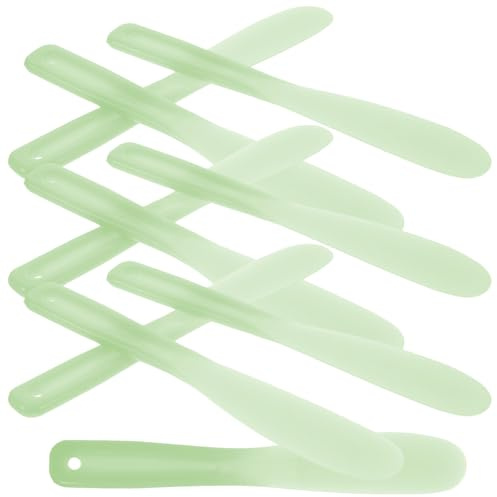 VOSAREA Lot de 10 Spatules à Maquillage en Silicone Vert, Mélangeur Cosmétique Ergonomique Grand Format, Outil Polyvalent pour Mélanger Fond de Teint et Soins du Visage, Réutilisable