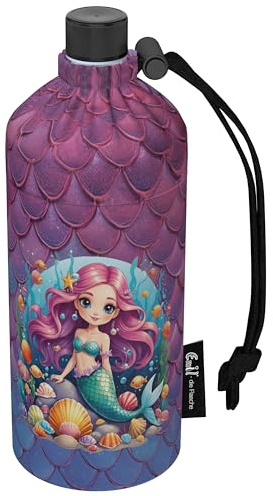 Emil Glas Trinkflasche Nixe – isolierte Kinderflasche für Kindergarten & Schule, auslaufsicher, schadstofffrei für Mädchen und Jungen (0,4l)