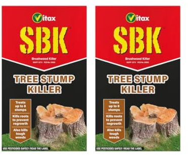 SBK Tree Stump Killer Concentrate, Glyphosate Free, Kills Roots and Weeds, Prevents Regrowth, Treats up to 8 Stumps, 250ml (2)