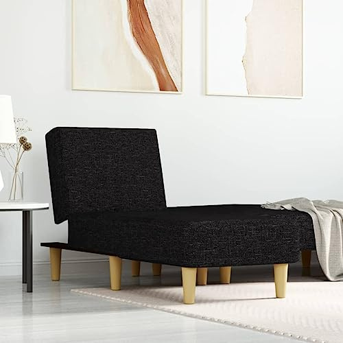 Bendmaxx Chaiselongue Recamiere Schwarz Stoff, verstellbar in 3 Positionen, Schaumstoff Polster, Sperrholz Rahmen, 55 x 140 x 70 cm, für Wohnzimmer Schlaf Gästezimmer