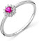 MIORE Damen Weißgold Rubin Verlobungsring 9KT (375) mit Diamant Brillanten 0.05 ct