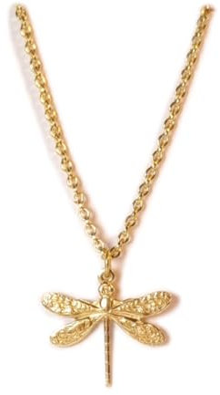 GLOWYBOX elegante Design Kette Libelle 85 cm 14ct Gold plattiert mit filigraner Libelle Länge 1,5 cm - Libelle Gold im Artdéco Design Kette für Damen, Frau und Mädchen