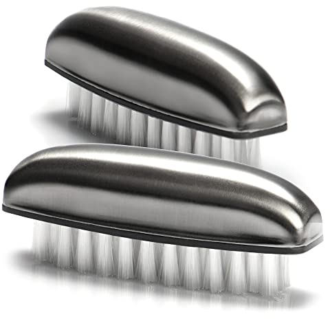 com-four® 2X Handwaschbürste aus rostfreiem Edelstahl - Geruchsneutralisator mit Reinigunsborsten - Edelstahl-Nagelbürste entfernt Gerüche - Bürste für Hände und Nägel (02 Stück - Bürste Edelstahl)