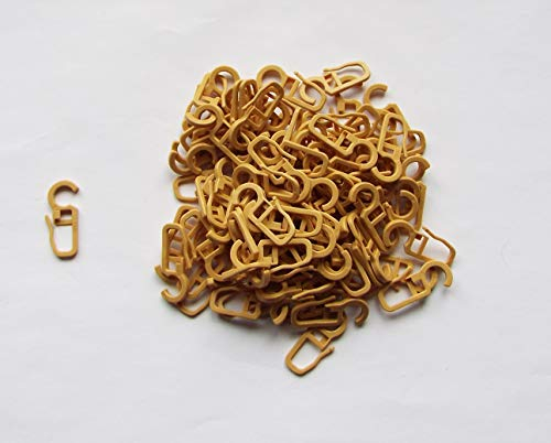 myraumdesign 100 beige - hell braune große Gardinenhaken Faltenhaken für runde Gardinenringe aus Holz oder Kunststoff mit 7-9 mm Wandung - sehr stabile Ausführung