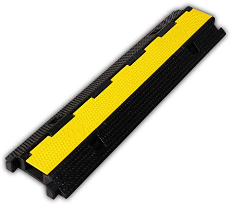 F COME 1 Pack Rubber Cable Ramp Hose Cable Protector Ramp 1 Channel 22000Lbs Load Capacity Traffic Speed Bump Wires Power Lines Extension Cord Cover for Indoor Outdoor