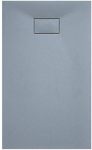 Piatto Doccia Arredo Bagno In Resina Effetto Pietra Stone Ardesia Spessore 2.6 Cm Antiscivolo Filopavimento Riducibile Indistruttibile Con Griglia Di Copertura Grigio (70 x 120 Cm)