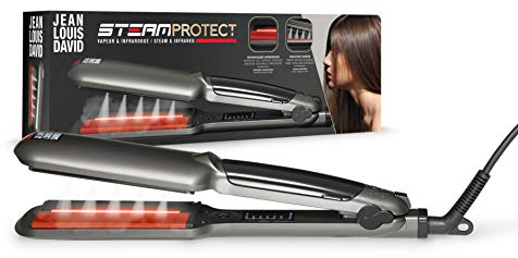 JEAN LOUIS DAVID - Infrarot-Dampfglätter JLD Steam Protect - Einstellbarer Dampf - Extra große Turmalin-Keramikplatten - Integrierter Tank - Professionelles Heizgerät