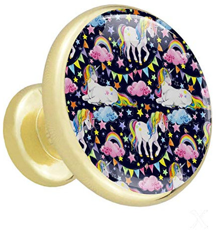 Schrankgriffe Farbe Regenbogen Einhorn Möbelknöpfe Kinderzimmer Set Metall Möbelknöpfe Türknöpfe Schubladenknöpfe Kinder 4er Set 3.2x3x1.6cm