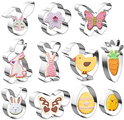 Ausstechförmchen Ostern, 11 Stück Oster Ausstecher Set, Plätzchen Ausstecher Ostern, Ausstechform|Ausstecher Hase|Keksausstecher Ostern, Ideales Ostergeschenk & für Osterplätzchen