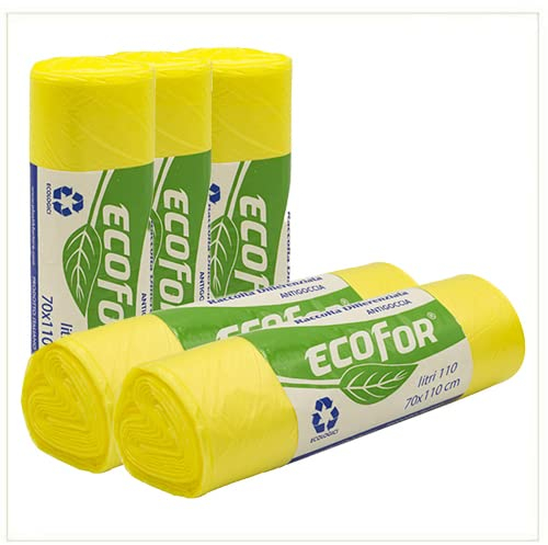 Virsus - Lot de 100 sacs poubelle de couleur jaune pour tri sélectif, 70 x 110 cm (110 litres)