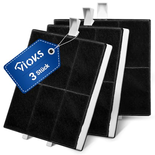 VIOKS SET 3x Aktivkohlefilter Dunstabzugshaube Filter 225х220х24mm Ersatz für Balay 00360732 AA260112 DHZ5186 LZ51851 Z5116X1 & Neff Aktivkohlefilter für Abzugshaube Filter Dunstabzugshaube