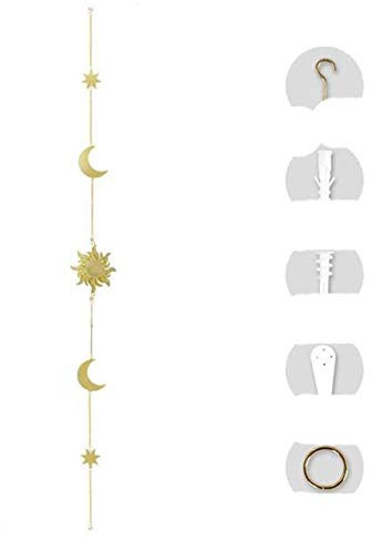 WEDSA Mondphase Girlande Cha Celestial Shining Wandbehang Dekor Home Office-03