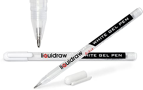 Liquidraw White Gel Pens For Art, Black Paper 0.8mm Fine Point Gel Pen For Artists, Highlights, Drawing, Writing & Sketching Designs