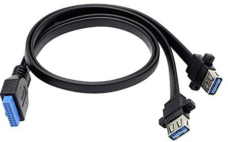 XMSJSIY USB 3.0 Front Panel Cable, Motherboard 19/20pin Cable to USB Female Splitter Adapter Extension Connector (50cm)