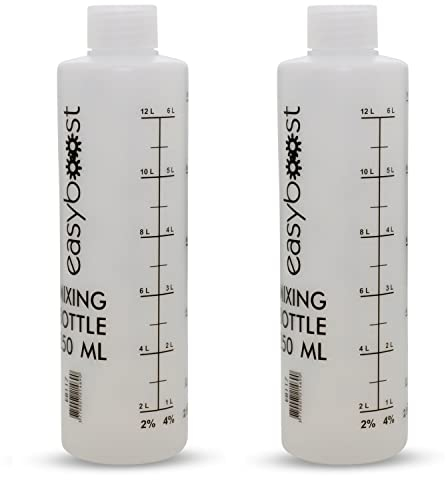 Easyboost Ölmessbecher 2 Takt Gemisch Deckel 250ml 1:50-1:40-1:33-1:25-1:20-1:17 Benzin Mischung Kraftstoff für Roller Rasenmäher Motorsäge Simson Derbi AM6 Blasgerät (2 Messbecher)