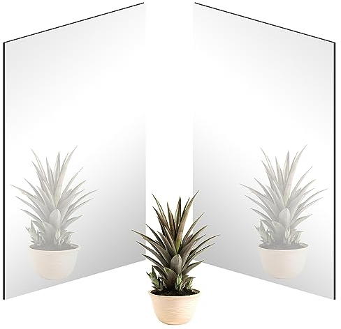 TAIANJI Large Self Adhesive Acrylic Mirror, 2 Pcs Frameless Non Glass Mirror Tiles for Wall, Bathroom Decor, Home - 400 x 300 x 3mm