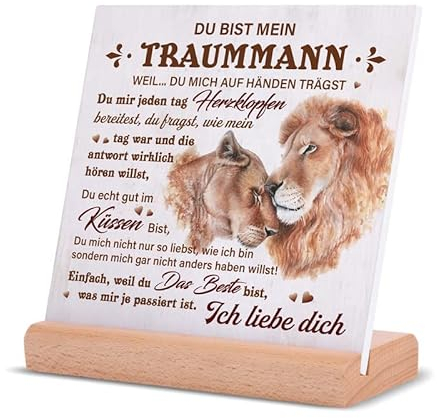 Juratar Ich Liebe Dich Geschenke für Männer, Geschenke für Ehemann- Holzschilder Heimat Dekoration Jahrestag Geschenk für Ihn, Hochzeitstag, Geschenke für Freund
