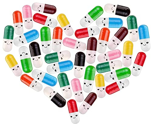 Capsule Letters,101 Pcs Colorful Smiley Message Capsules Capsule Letters Message Love Capsule Pills Gifts for Lovers and Friends
