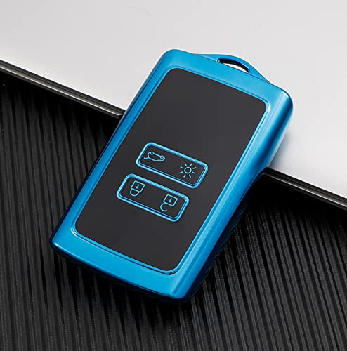 HooRLZ R-enault Schlüsselhülle, Silikon Schlüssel Cover für RENAULT Clio Dacia Espace Master Megane Talisman Scenic Kadjar Schlüsselhülle, 4-Tasten Autoschlüssel Hülle Dacia - Blau