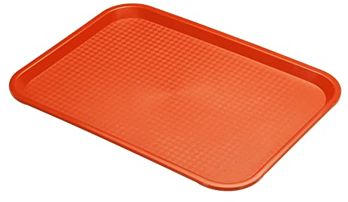 PATIKIL 16x12 Fast Food Tray, PP Plastic Reusable Recyclable Multi-Purpose Rectangle Serving Tray for Restaurant Home Kitchen, Orange