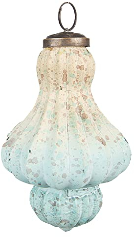 Clayre & Eef Weihnachtsbaum deko 12 cm Türkis Glas Metall Weihnachtsdeko Weihnachtsdeko