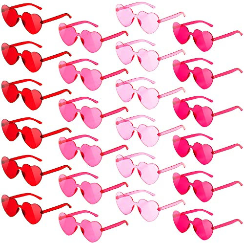 SCIONE Occhiali da Festa 24 pezzi Occhiali da Sole a Cuore Rosa per Bambini - Occhiali per Feste, Festival, Spiaggia, Piscina, Regali, Occhiali Festa Compleanno