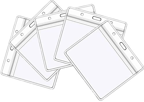 5PCS Plastic Card Holder,Clear Waterproof Plastic Badge Holders Name Tag Clear Badge ID Card Holder,Wallets Pocket Holder Double Sided Badge Holders Lanyard Card Holder for Home,Office,School