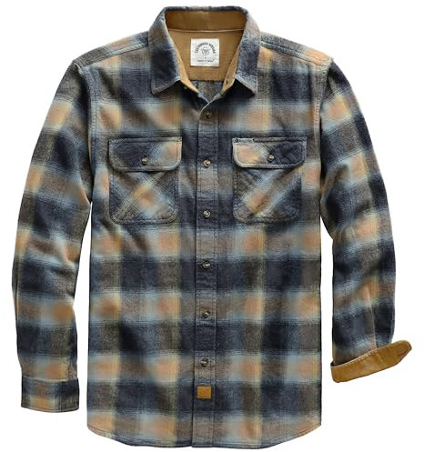Dubinik® Chemise Flanelle à Carreaux Homme Longues Manches 100% Coton Confort Casual Bûcheron avec Poches