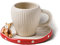 RESVUGA Cute Mushroom Mug with Cute Squirrel Saucer, Handmade Glaze Polka Dot, Safety Matt Ceramic Milk Mugs, 300ml Cartoon Tea Cup. Best Gifts for Women & Girls.