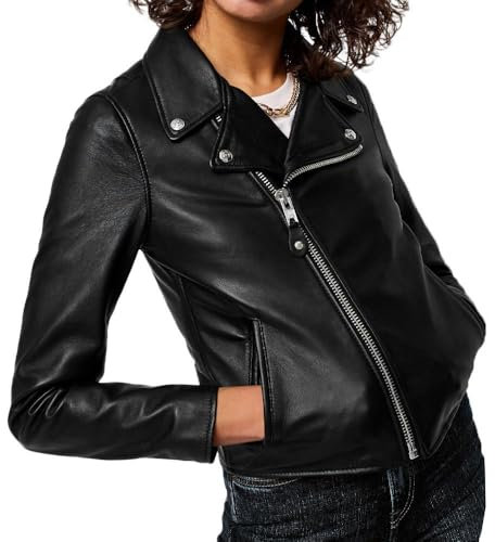 Schott Giacca in pelle nera donna Lcw8615, Nero , XS
